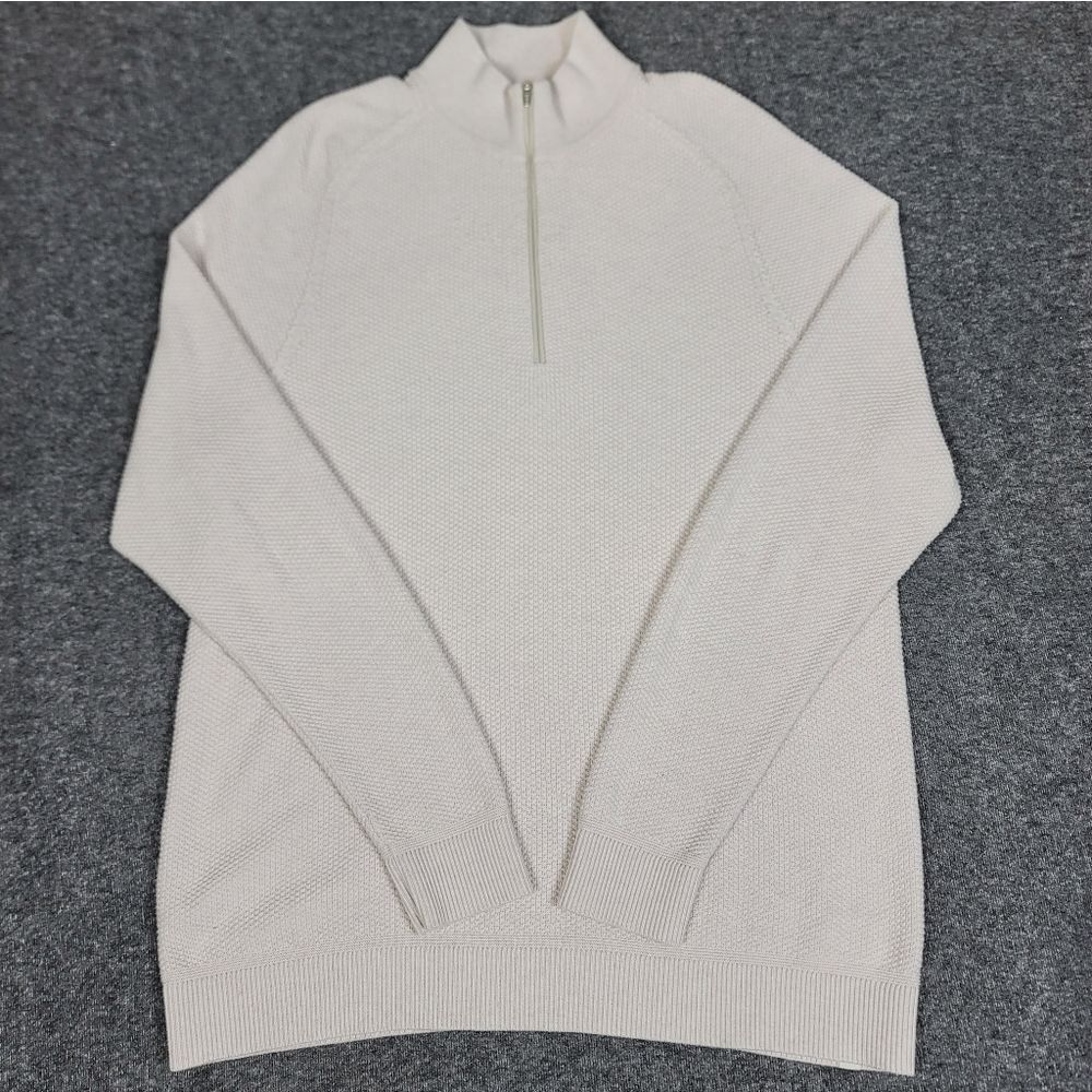 Lululemon Engineered Warmth 1/2 Zip Men’s Large Beige Knit Golf Sweater Pullover